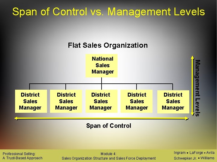 Span of Control vs. Management Levels Flat Sales Organization District Sales Manager District Sales