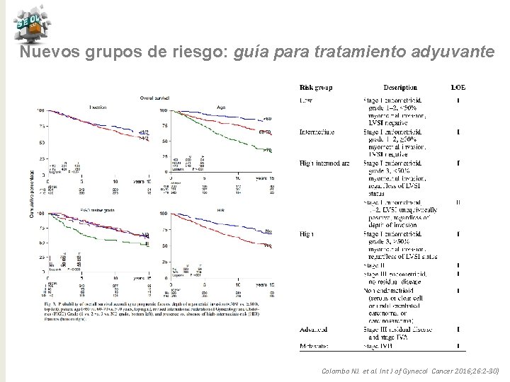 Nuevos grupos de riesgo: guía para tratamiento adyuvante Colombo NJ. et al. Int J