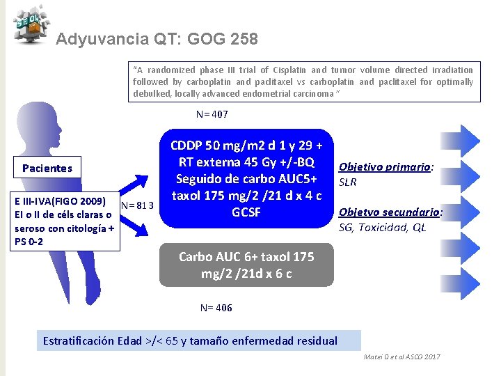 Adyuvancia QT: GOG 258 “A randomized phase III trial of Cisplatin and tumor volume