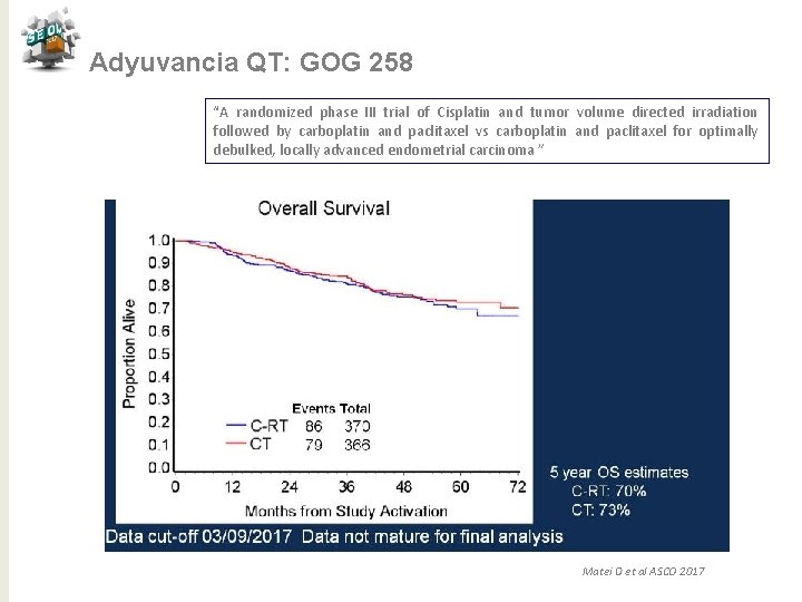 Adyuvancia QT: GOG 258 “A randomized phase III trial of Cisplatin and tumor volume