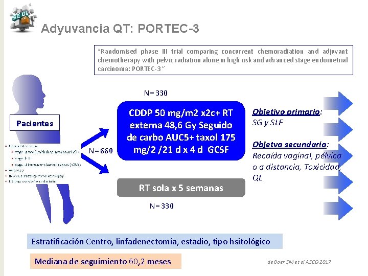 Adyuvancia QT: PORTEC-3 “Randomised phase III trial comparing concurrent chemoradiation and adjuvant chemotherapy with