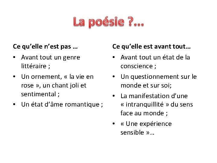 Ce qu’elle n’est pas … Ce qu’elle est avant tout… • Avant tout un