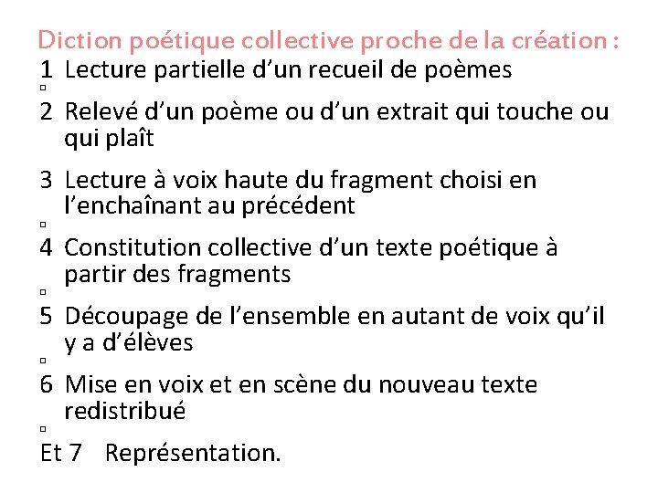 Diction poétique collective proche de la création : 1 Lecture partielle d’un recueil de