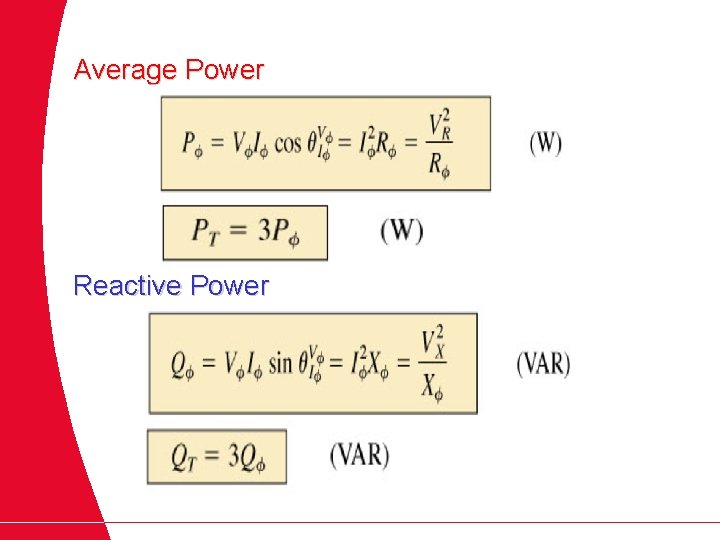 Average Power Reactive Power 