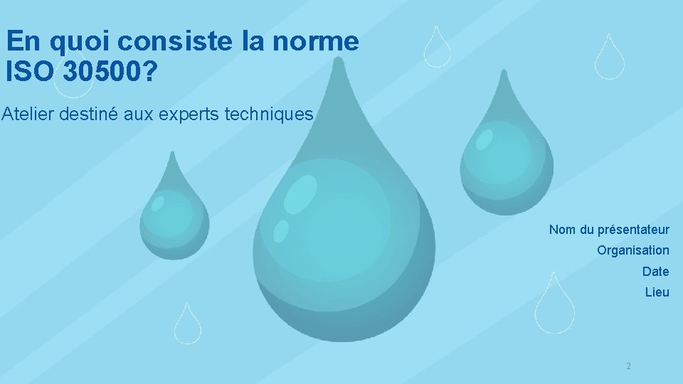En quoi consiste la norme ISO 30500? Atelier destiné aux experts techniques Nom du En quoi consiste la norme ISO 30500? Atelier destiné aux experts techniques Nom du
