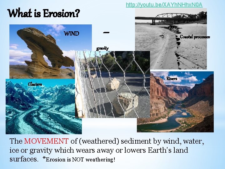 What is Erosion? WIND http: //youtu. be/XAYh. NHhx. N 0 A - Coastal processes