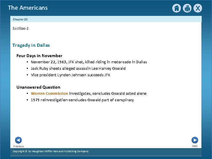 The Americans Chapter 28 Section-2 Tragedy in Dallas Four Days in November • November