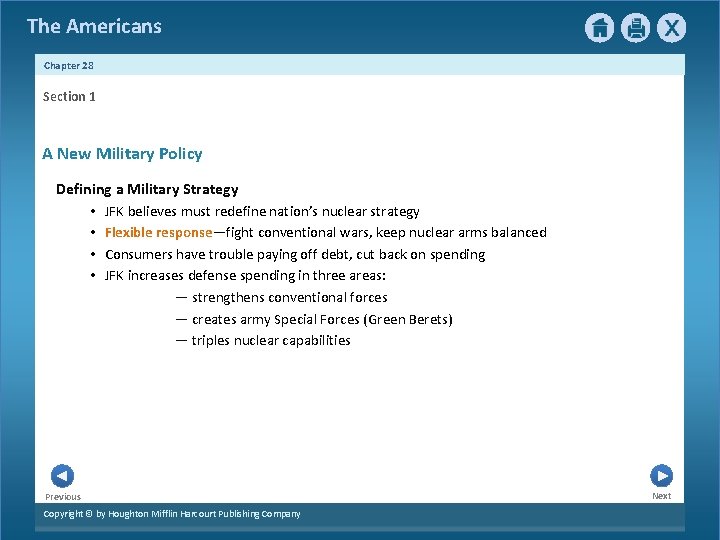 The Americans Chapter 28 Section 1 A New Military Policy Defining a Military Strategy
