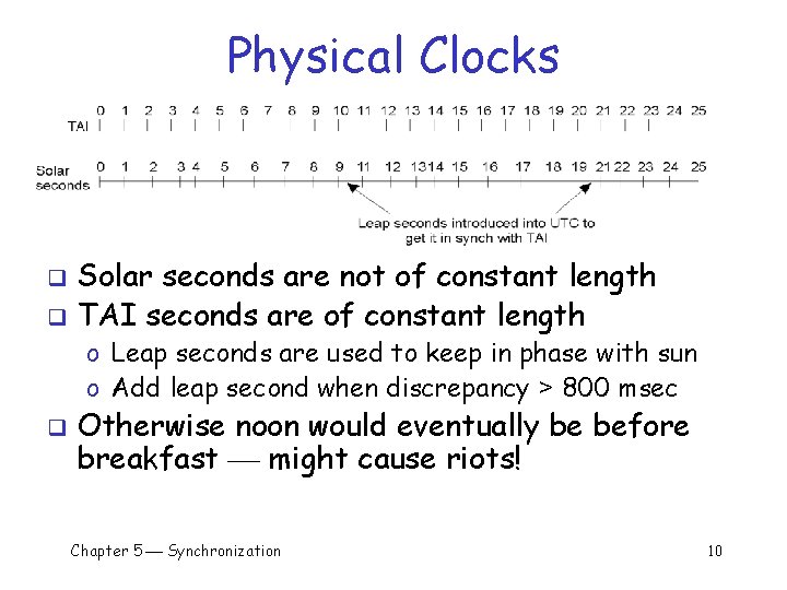 Physical Clocks Solar seconds are not of constant length q TAI seconds are of