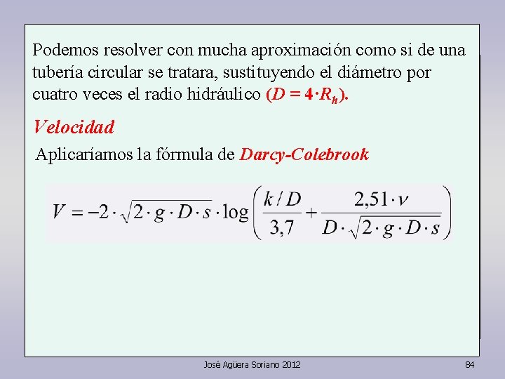 Podemos resolver con mucha aproximación como si de una tubería circular se tratara, sustituyendo