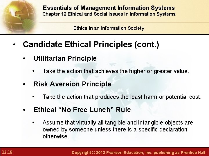 Essentials of Management Information Systems Chapter 12 Ethical and Social Issues in Information Systems