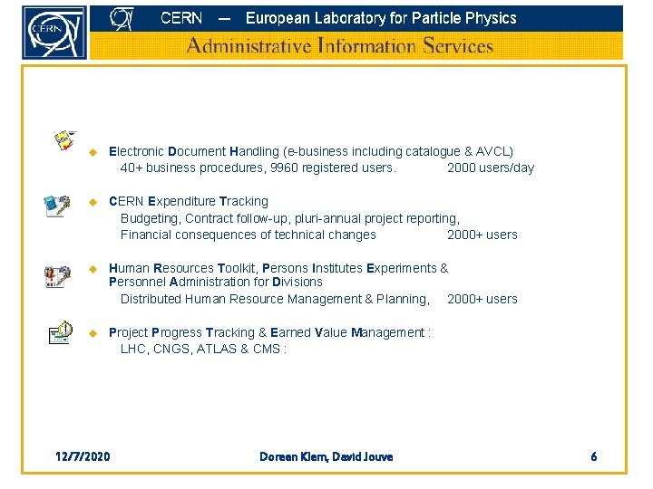 u Electronic Document Handling (e-business including catalogue & AVCL) 40+ business procedures, 9960 registered