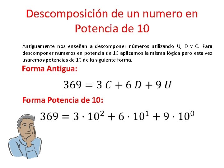 Descomposición de un numero en Potencia de 10 Antiguamente nos enseñan a descomponer números