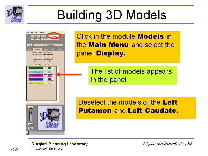 Building 3 D Models Click in the module Models in the Main Menu and