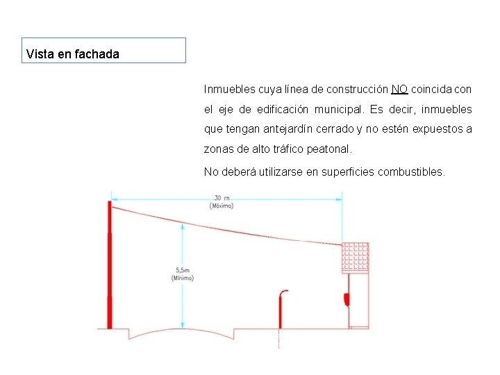 Vista en fachada Inmuebles cuya línea de construcción NO coincida con el eje de