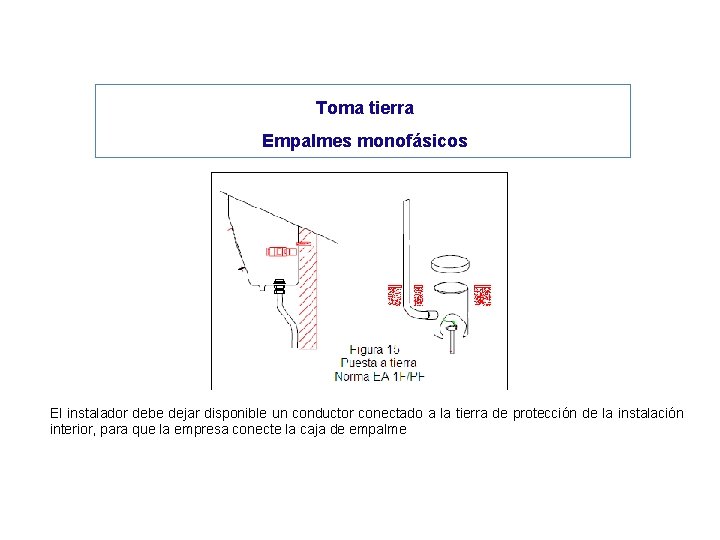  Toma tierra Empalmes monofásicos El instalador debe dejar disponible un conductor conectado a