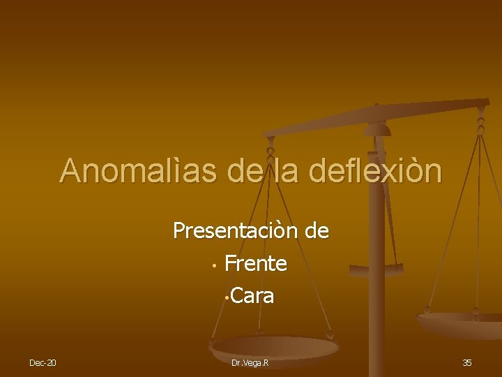 Anomalìas de la deflexiòn Presentaciòn de • Frente • Cara Dec-20 Dr. Vega. R