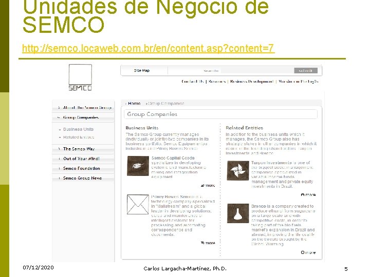Unidades de Negocio de SEMCO http: //semco. locaweb. com. br/en/content. asp? content=7 07/12/2020 Carlos