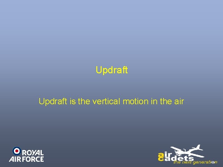 Updraft is the vertical motion in the air 
