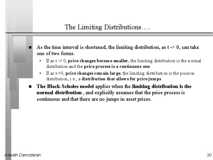 The Limiting Distributions…. As the time interval is shortened, the limiting distribution, as t