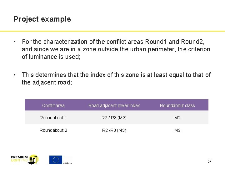 Project example • For the characterization of the conflict areas Round 1 and Round