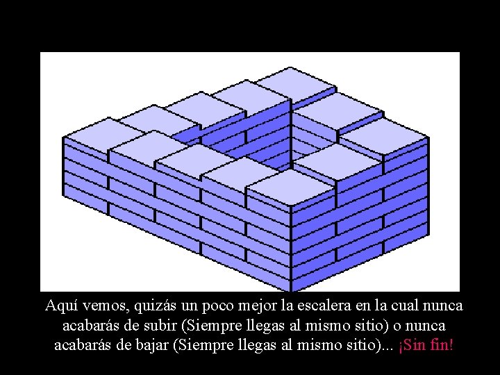 Aquí vemos, quizás un poco mejor la escalera en la cual nunca acabarás de