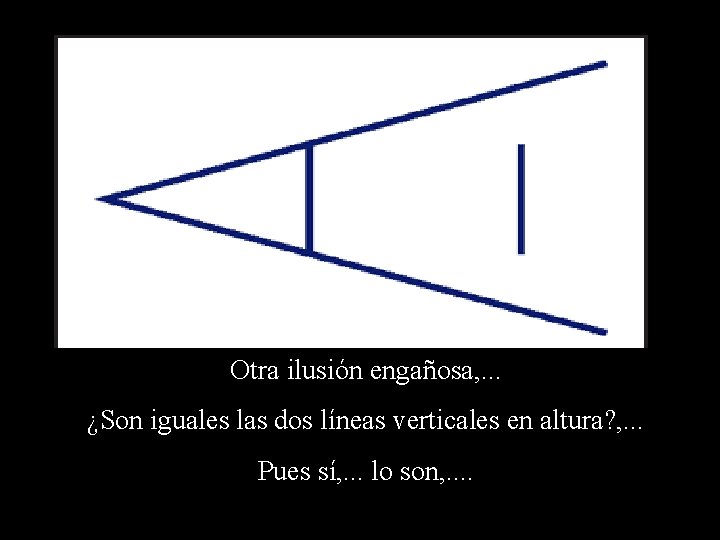 Otra ilusión engañosa, . . . ¿Son iguales las dos líneas verticales en altura?