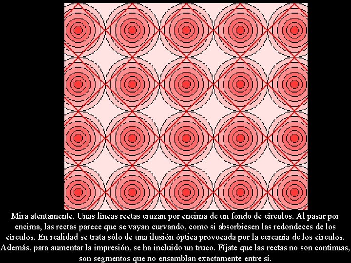 Mira atentamente. Unas líneas rectas cruzan por encima de un fondo de círculos. Al