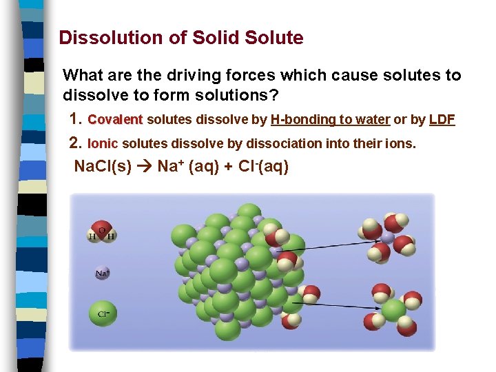 Dissolution of Solid Solute What are the driving forces which cause solutes to dissolve
