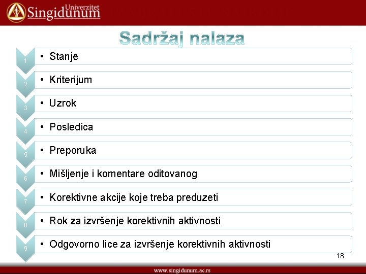 1 • Stanje 2 • Kriterijum 3 • Uzrok 4 • Posledica 5 •