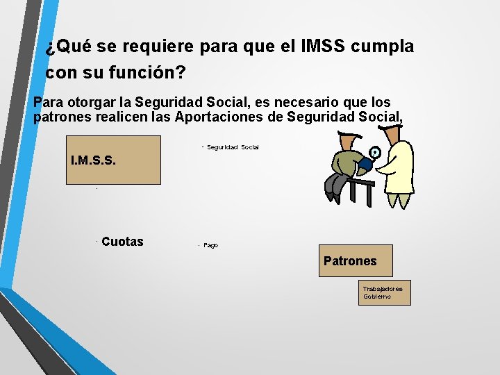 ¿Qué se requiere para que el IMSS cumpla con su función? Para otorgar la