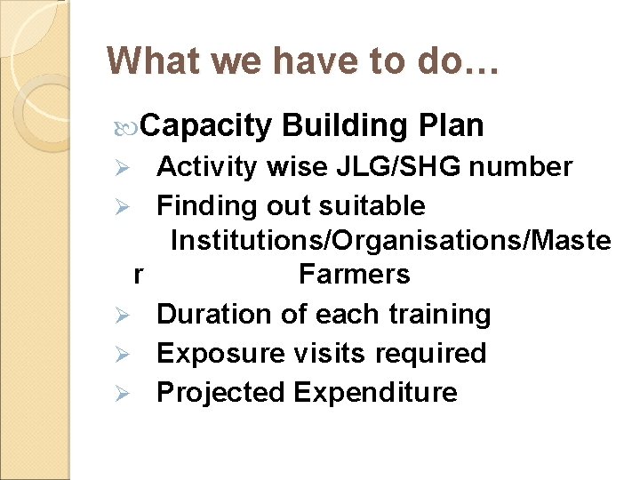 What we have to do… Capacity Ø Ø r Ø Ø Ø Building Plan What we have to do… Capacity Ø Ø r Ø Ø Ø Building Plan
