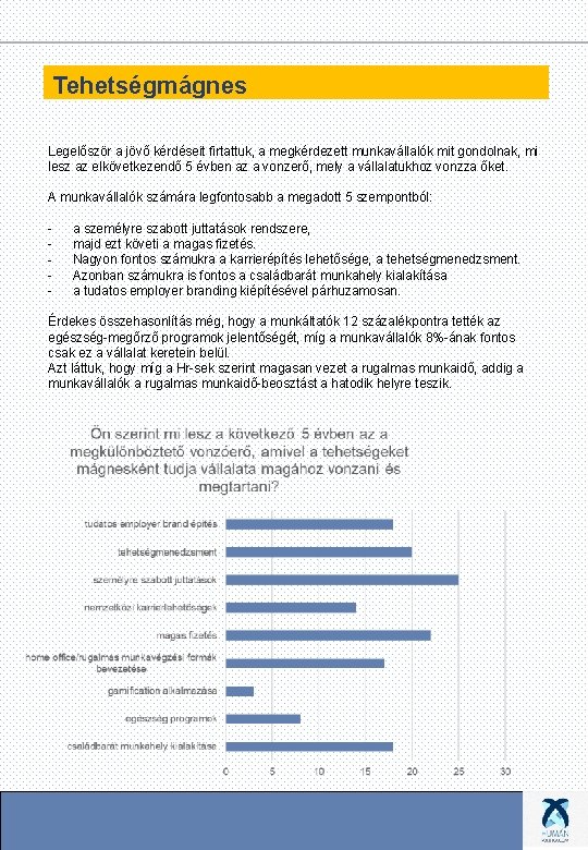 Tehetségmágnes Legelőször a jövő kérdéseit firtattuk, a megkérdezett munkavállalók mit gondolnak, mi lesz az