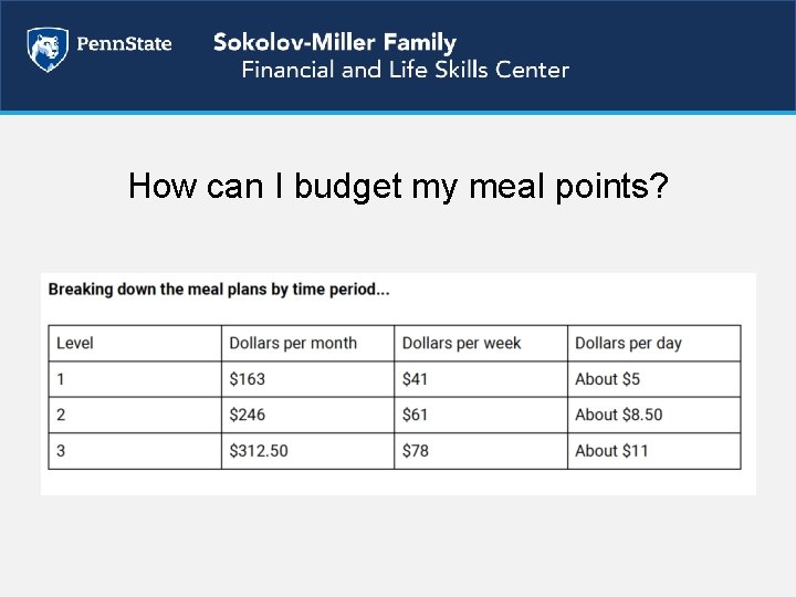 How can I budget my meal points? 