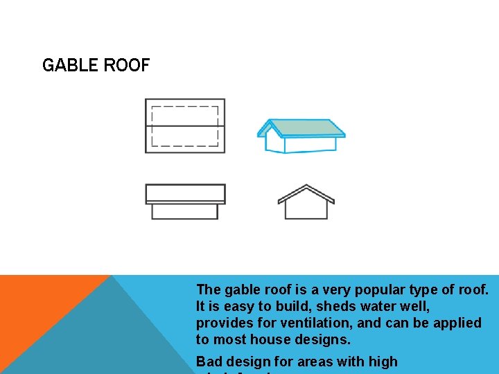 GABLE ROOF The gable roof is a very popular type of roof. It is