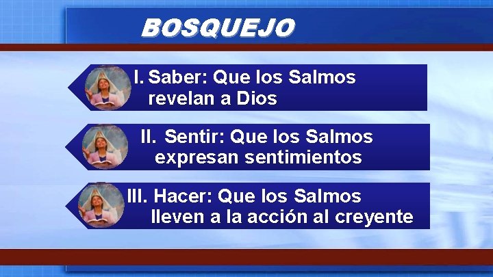 BOSQUEJO I. Saber: Que los Salmos revelan a Dios II. Sentir: Que los Salmos