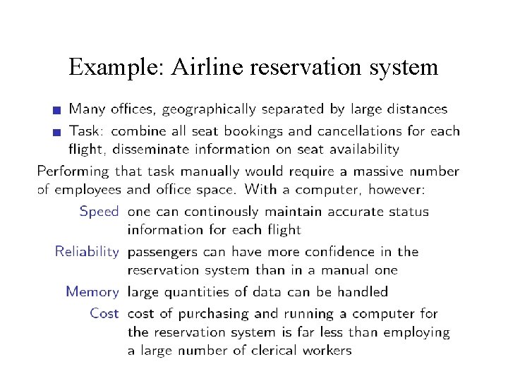 Example: Airline reservation system 