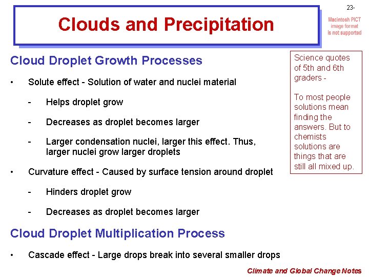 23 - Clouds and Precipitation Science quotes of 5 th and 6 th graders