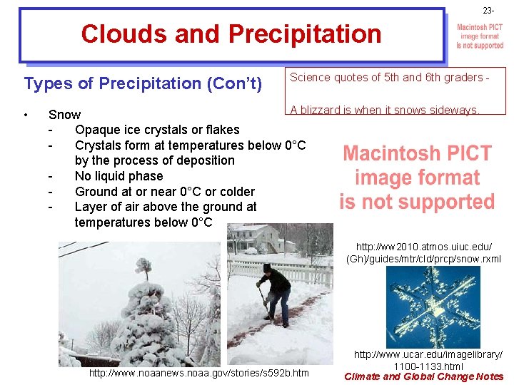 23 - Clouds and Precipitation Types of Precipitation (Con’t) • Science quotes of 5