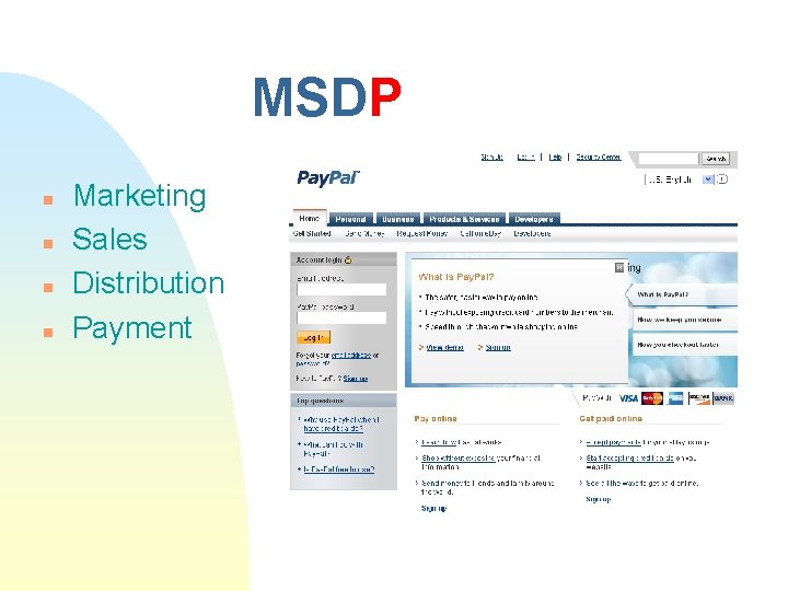 MSDP n n Marketing Sales Distribution Payment 