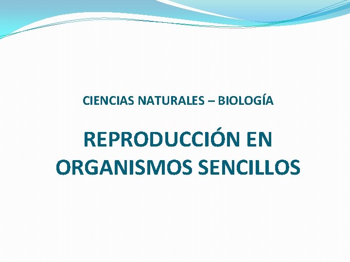 CIENCIAS NATURALES – BIOLOGÍA REPRODUCCIÓN EN ORGANISMOS SENCILLOS 