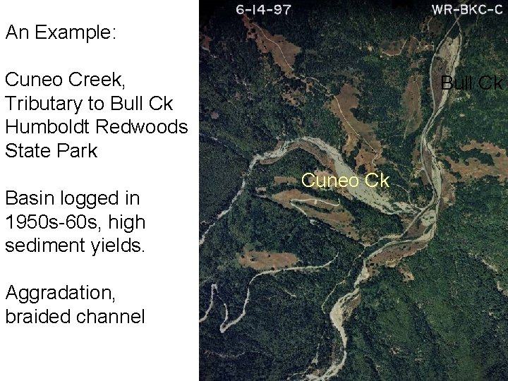 An Example: Cuneo Creek, Tributary to Bull Ck Humboldt Redwoods State Park Basin logged