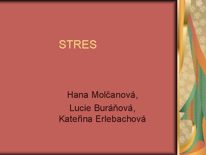 STRES Hana Molčanová, Lucie Buráňová, Kateřina Erlebachová 