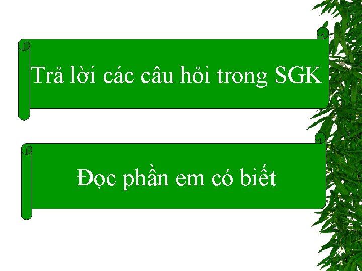 Trả lời các câu hỏi trong SGK Đọc phần em có biết 