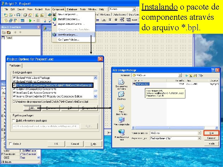 Instalando o pacote de componentes através do arquivo *. bpl. 