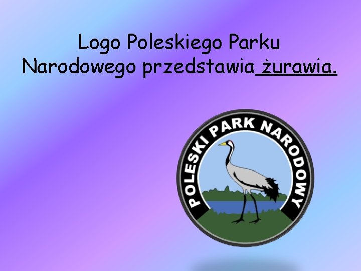 Logo Poleskiego Parku Narodowego przedstawia żurawia. 