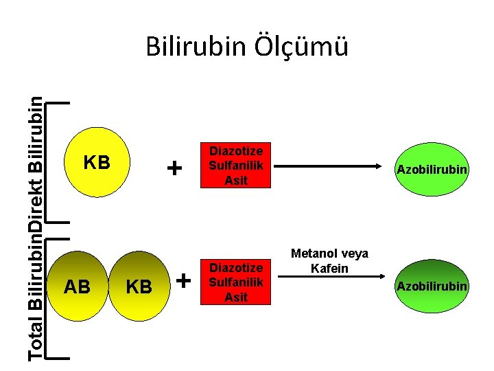 Total Bilirubin. Direkt Bilirubin Ölçümü + KB AB KB + Diazotize Sulfanilik Asit Azobilirubin