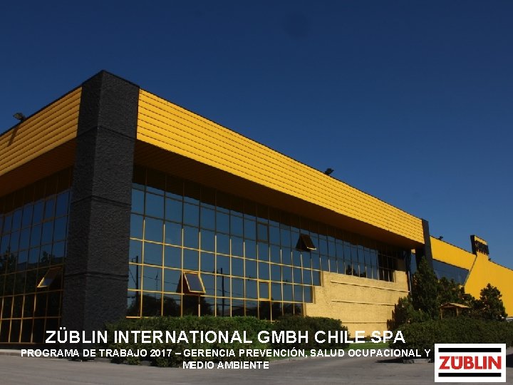 ZÜBLIN INTERNATIONAL GMBH CHILE SPA PROGRAMA DE TRABAJO 2017 – GERENCIA PREVENCIÓN, SALUD OCUPACIONAL