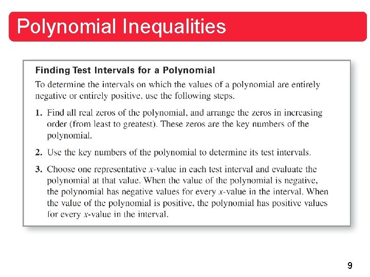 Polynomial Inequalities 9 