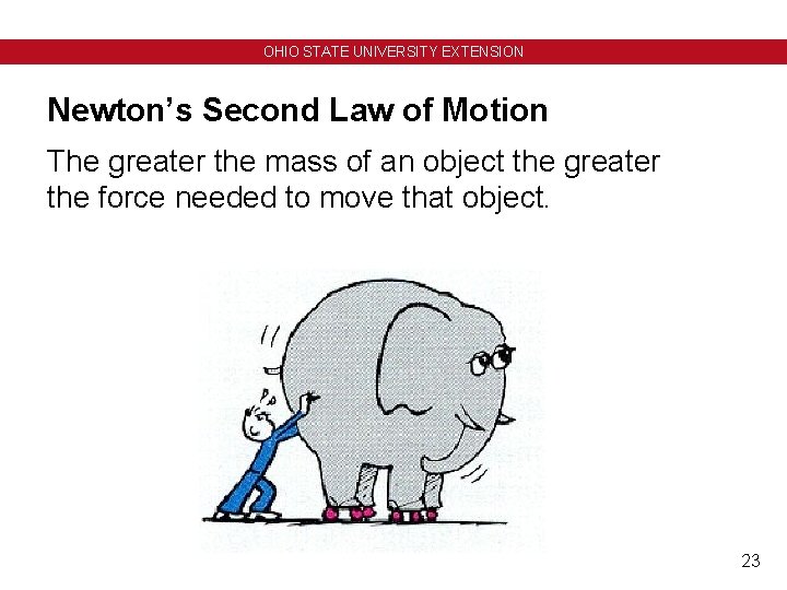 OHIO STATE UNIVERSITY EXTENSION Newton’s Second Law of Motion The greater the mass of OHIO STATE UNIVERSITY EXTENSION Newton’s Second Law of Motion The greater the mass of